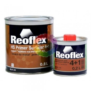 Акриловий грунт для авто Reoflex 4+1, 0,8 л + 0,2 затвер., сірий